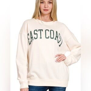 Zenana east coast cream sweatshirt